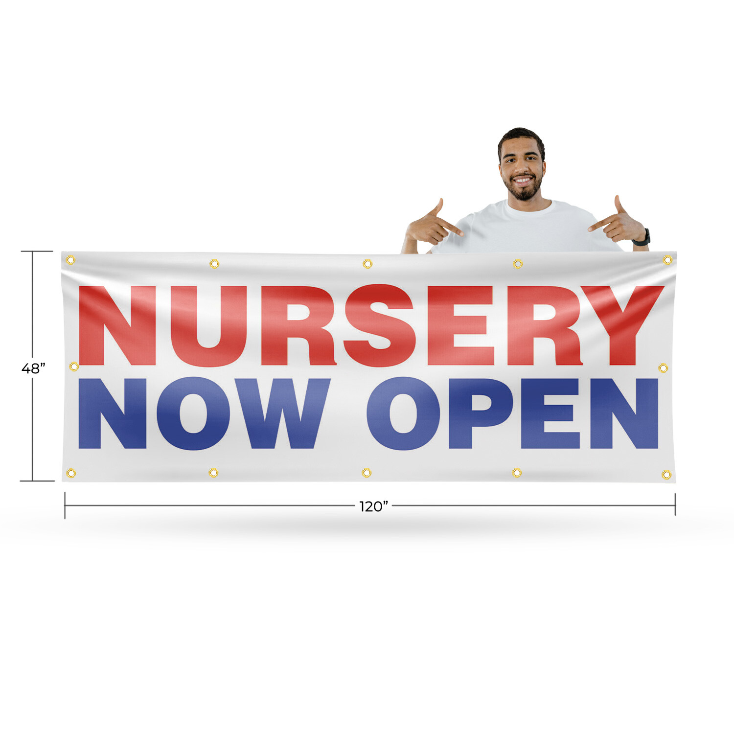 Nursery Now Open Vinyl Banner Sign with Metal Grommets Heavy-Duty Single-Sided
