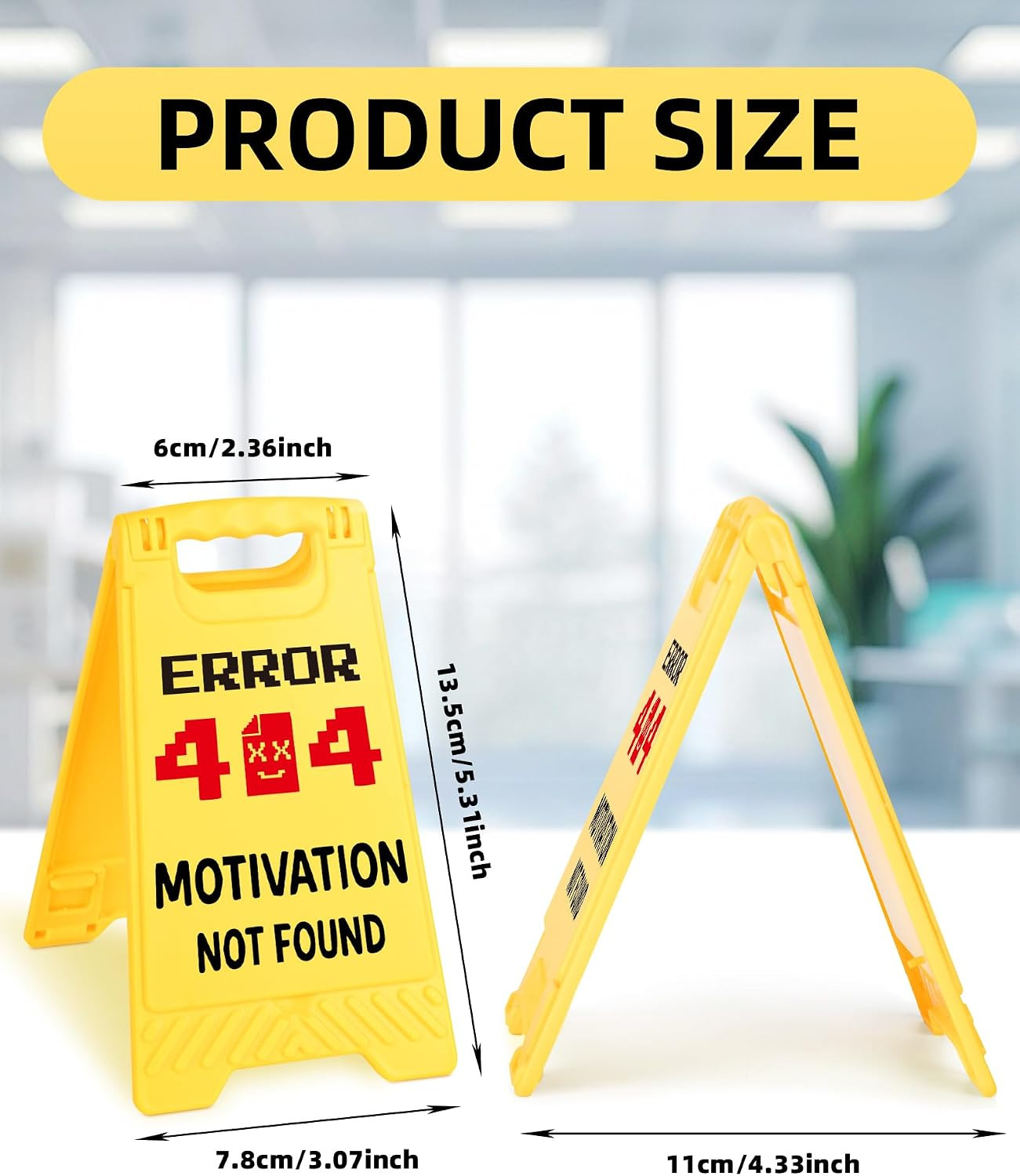 Error 404 Motivation Funny Desk Sign Yellow Warning Style Acrylic Table Decor…