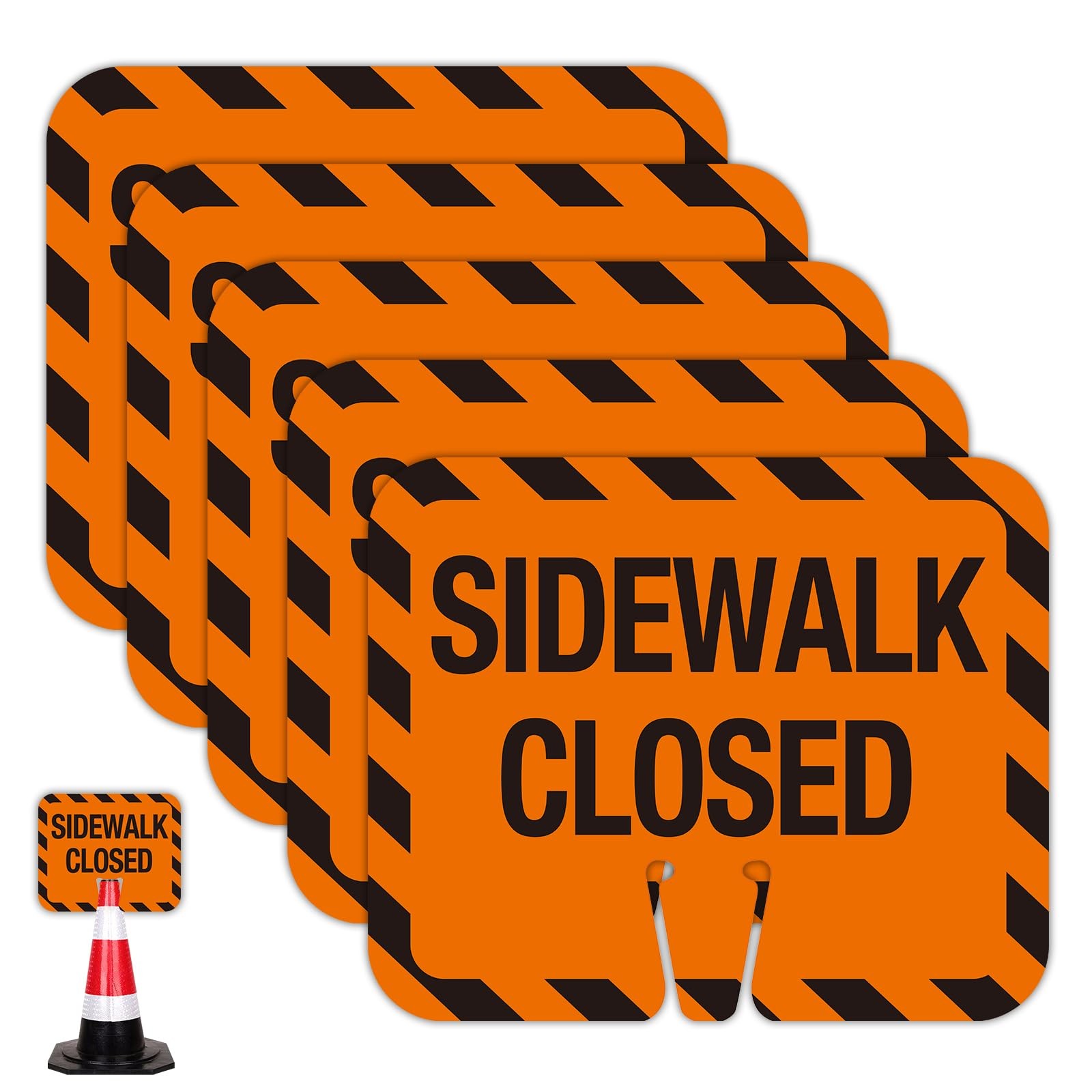 Sidewalk Closed Traffic Cone Sign-5 Pcs, 12.6″x10.4″ ABS Plastic Traffic Cone…