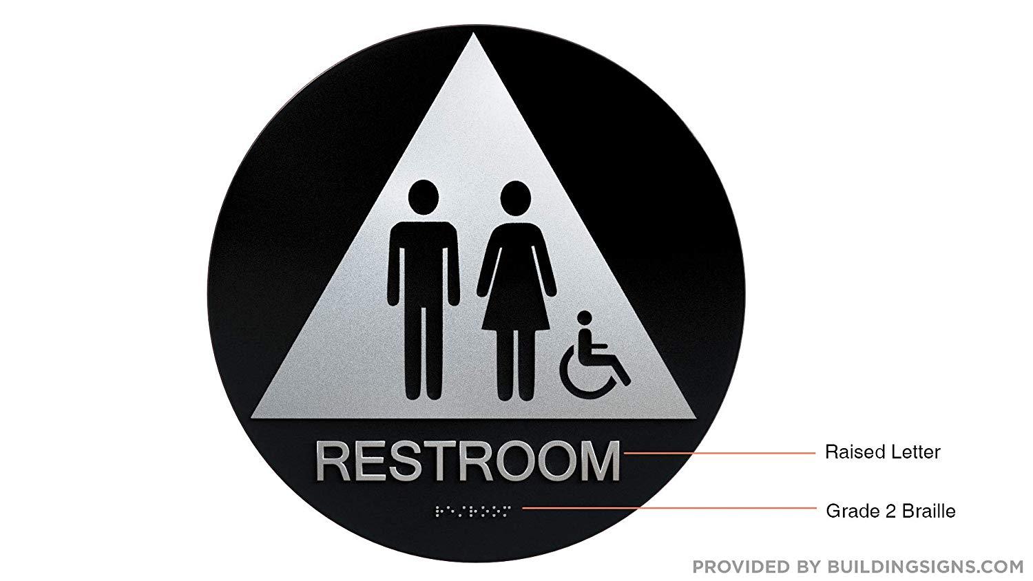Unisex ACCESSIBLE Restroom CA – (Aluminium,Black, 12 Diameter) The Sensation
