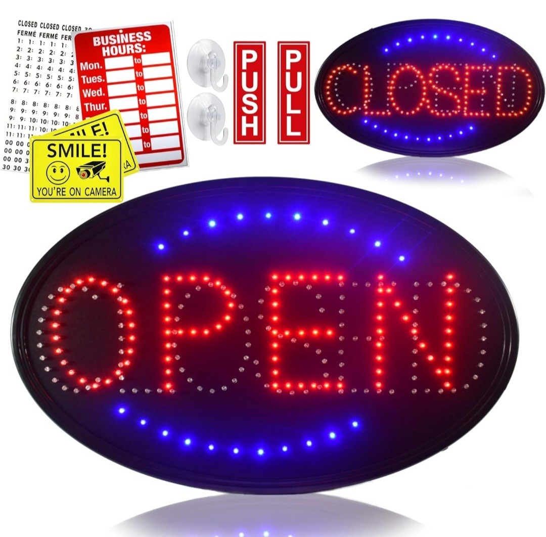 CLOSED OPEN LED SIGN, Jumbo 23″ X 14″ Advertisement Sign Board Electric Powered
