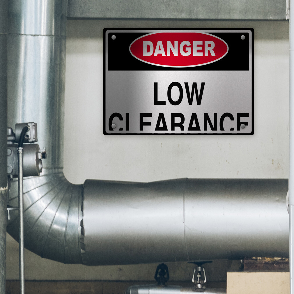 Horizontal Metal Sign Danger Low Clearance Hazard Weatherproof Street Signage