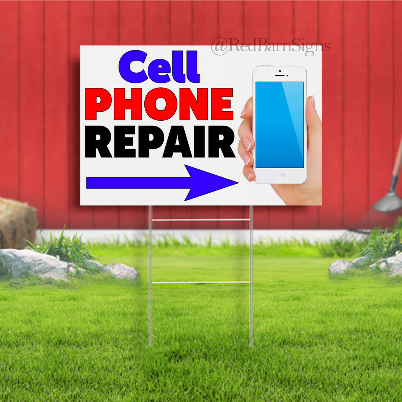 Cell Phone Repair (Arrow) Indoor Outdoor Yard Sign