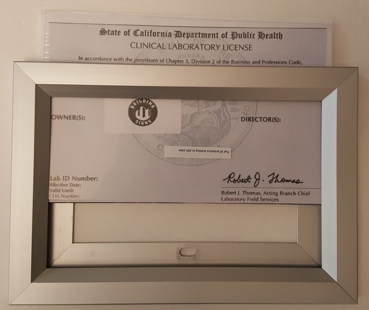LICENSE FRAME CA 8.5 X 5.5 ( Heavy Duty – Aluminum)-REF24-1027