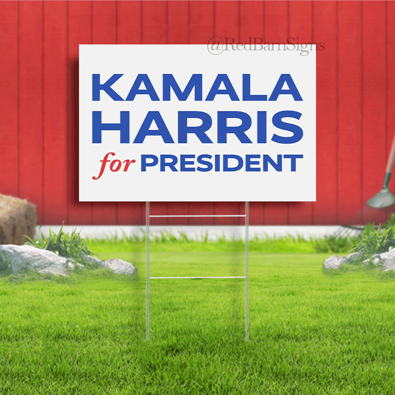 Kamala Harris 2024 24×18 Yard Sign White Yard Sign