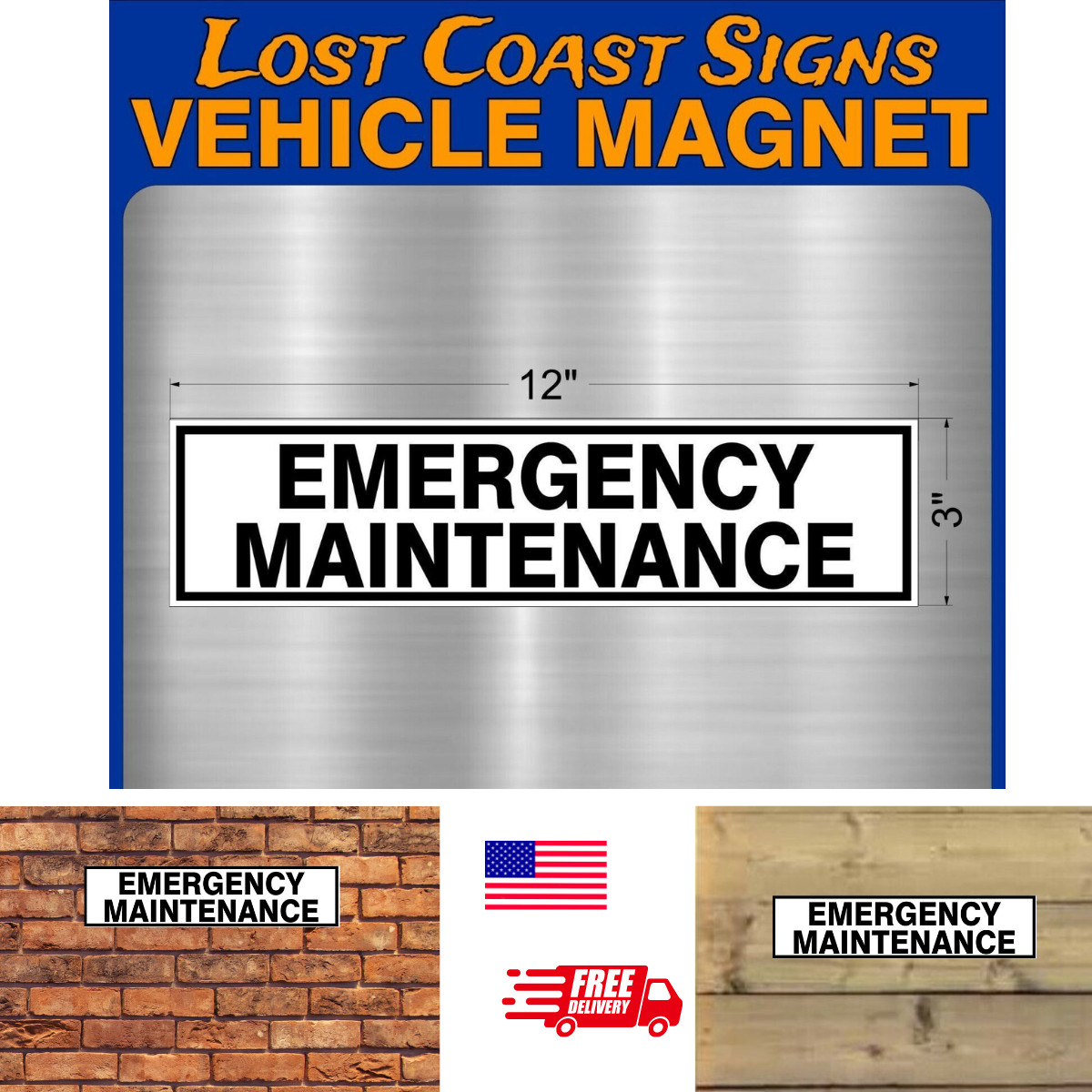 EMERGENCY MAINTENANCE Heavy Duty Vehicle Magnet – Truck Car Sticker Decal Sign