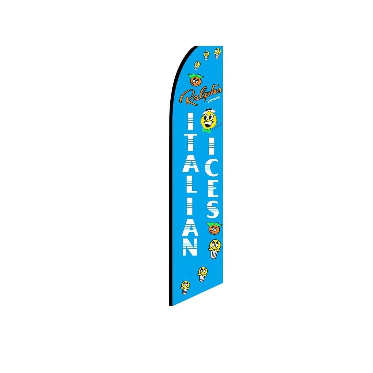 Ralphs Italian Ices Blue Swooper Flutter Feather Flag | 3ft W x 11.5ft Tall