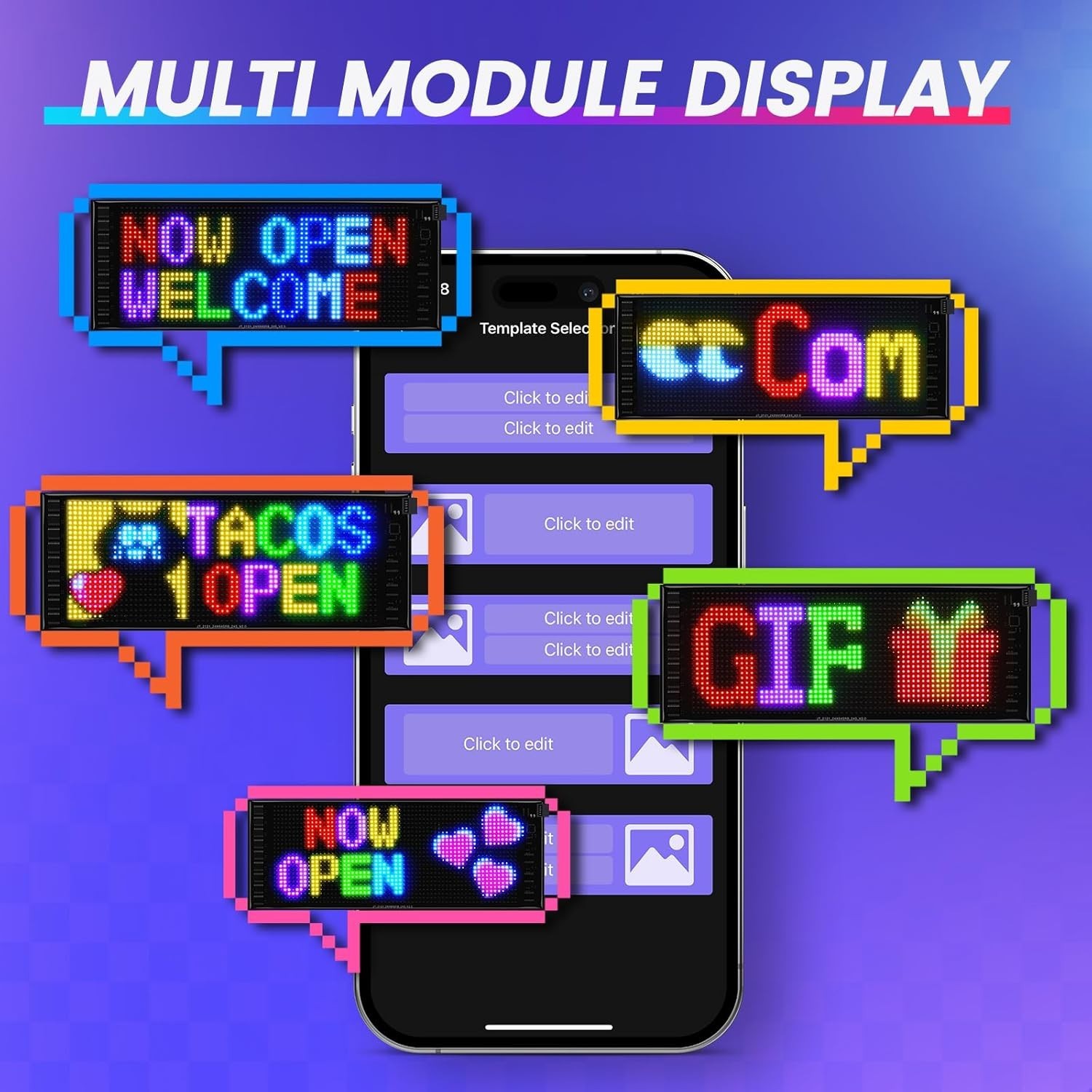 Bright & Efficient 17”x6.3” Full-Color LED Sign: Car & Store Message Board