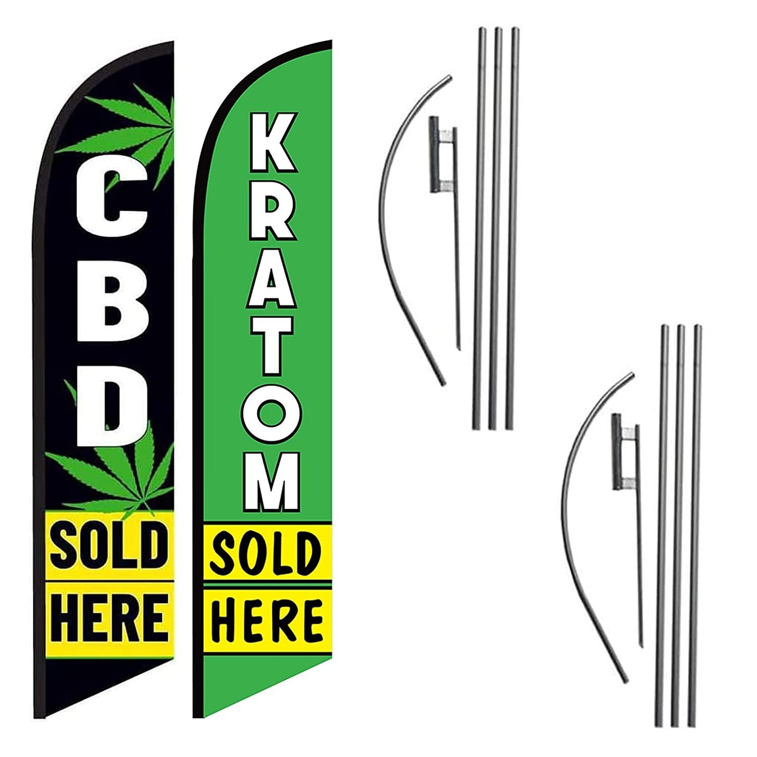 Smoke Shop Advertising CBD and Kratom Sold Here Feather Banner Swooper Flag…