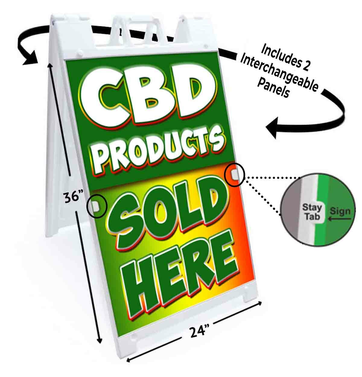 CBD PRODUCTS SOLD HERE Signicade 24×36 A Frame Sidewalk Sign Double Sided OILS