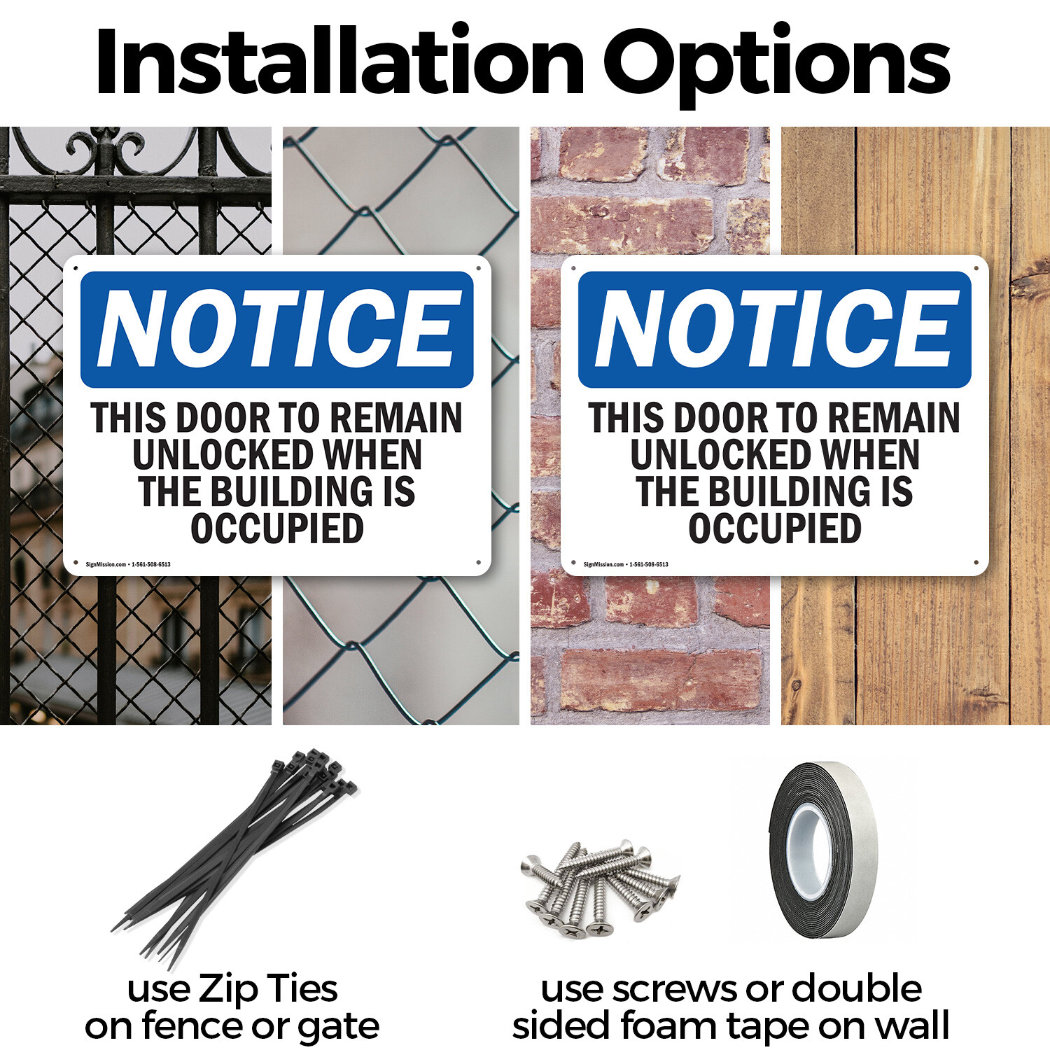 (2 Pack) This Door To Remain Unlocked When The Building OSHA Notice Sign Decal