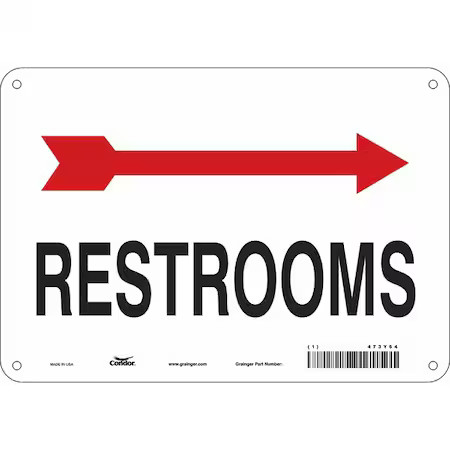 Condor 473Y64 Restroom, 10 In W X 7 In H, Vertical Rectangle, Aluminum, 473Y64