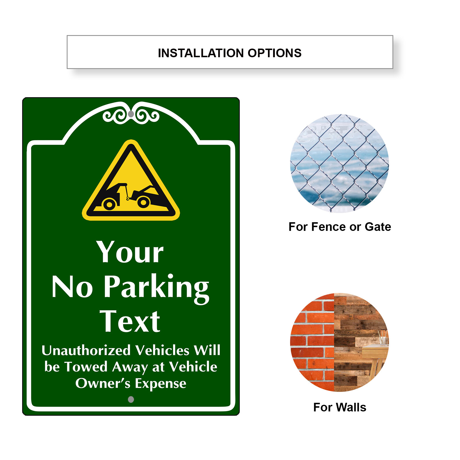 Custom Sign Your No Parking Text Personalized Wording Notice Aluminum Metal Sign