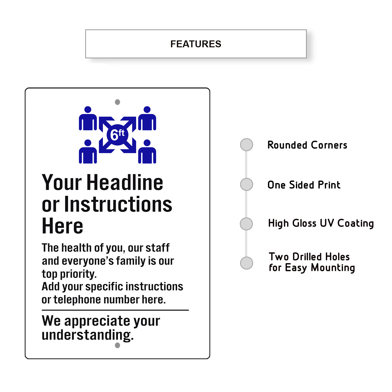 Your Headline Or Instructions Here Customized Notice Novelty Aluminum Metal Sign