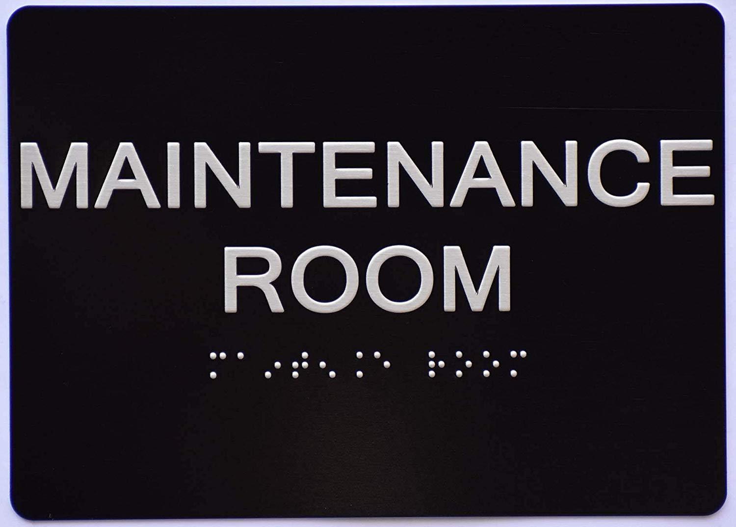 Maintenance Room Sign -Black(Aluminium, Black/Silver,Size 5×7) The ..-REF24-1027