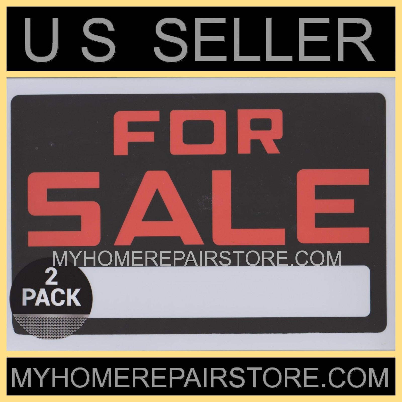 2/$7 — FOR SALE — SIGN — 8 x 12 INCH—WEATHERPROOF PLASTIC—ORANGE ON BLACK&WHITE