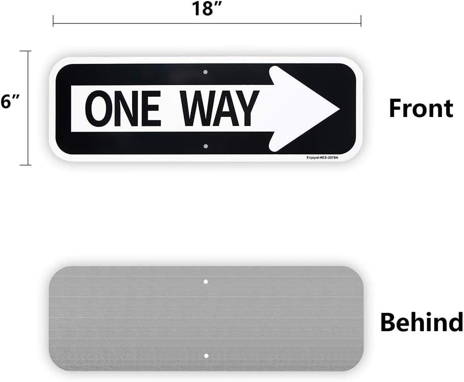 2-Pack Large One Way with Right Arrow Sign 18″x 6″ .04″ Aluminum Reflective S…