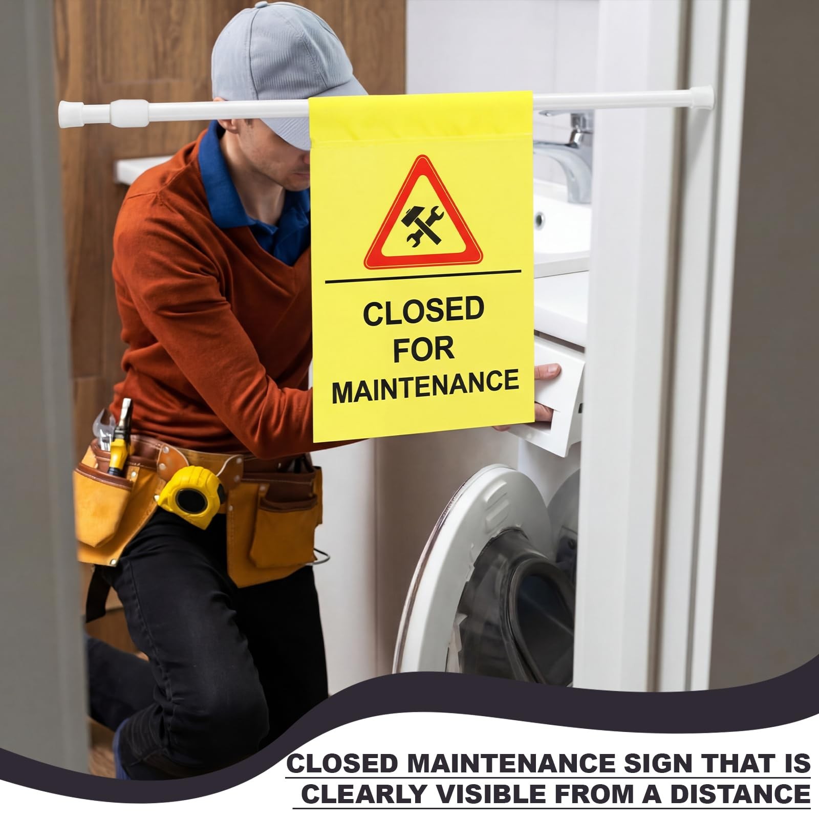 Fanfanwin 4 Pack Closed for Maintenance Safety Sign Yellow Commercial Hanging…