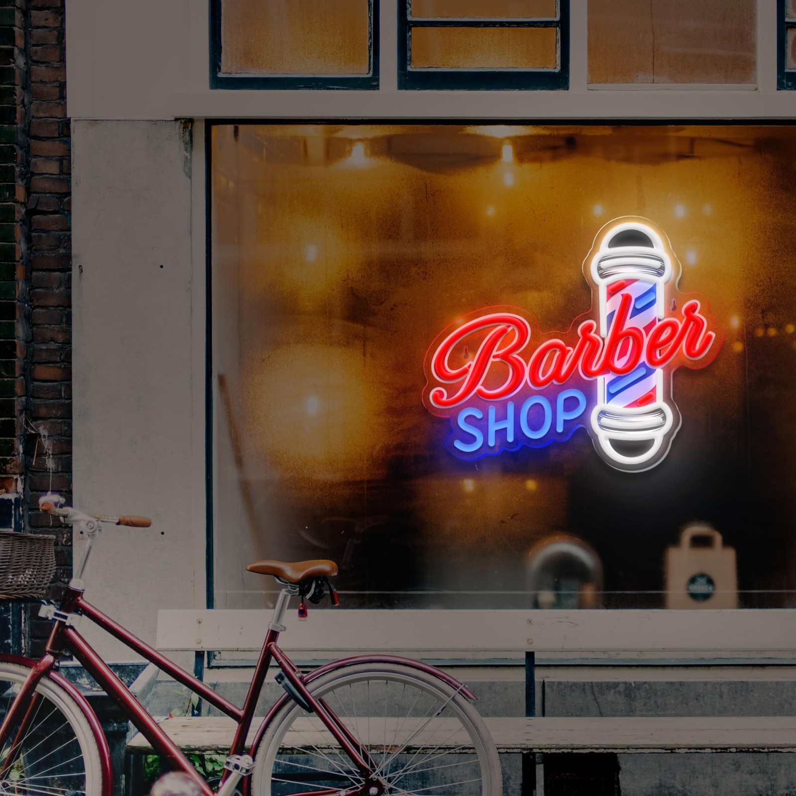LED Barber Shop Neon Wall Sign – Hair Salon Decor, USB Powered Light for Man Cav
