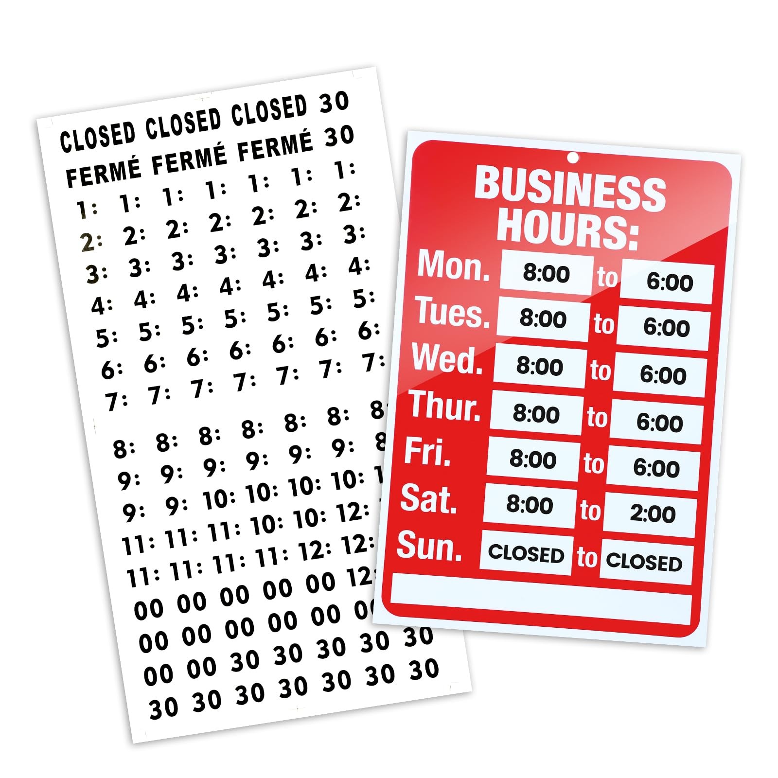 2 Pcs Business Hours Sign, Open Hours Signs for Business Adjustable Open and Clo