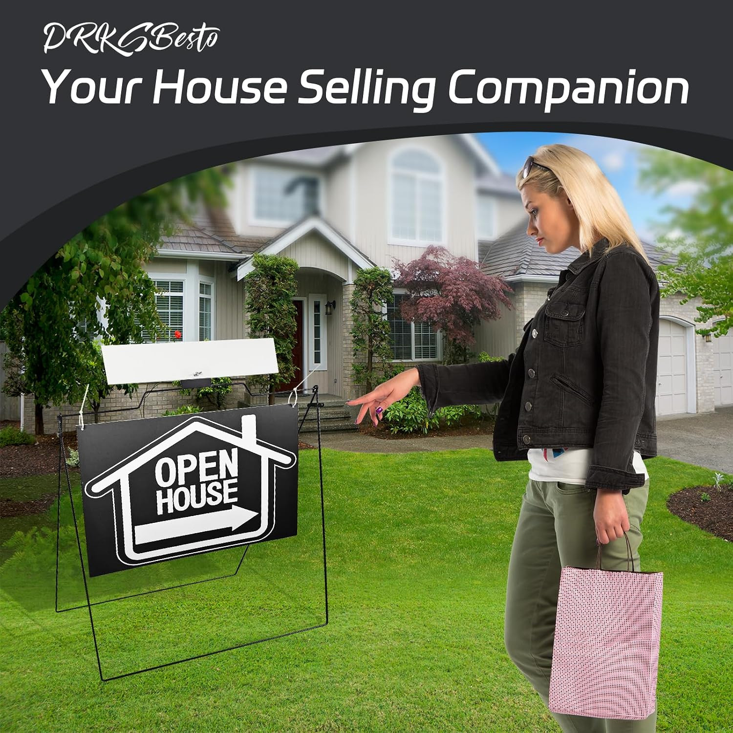5 Pack Open House Signs for Real Estate – Real Estate Signs with 30“x28″ 5 A-Fra