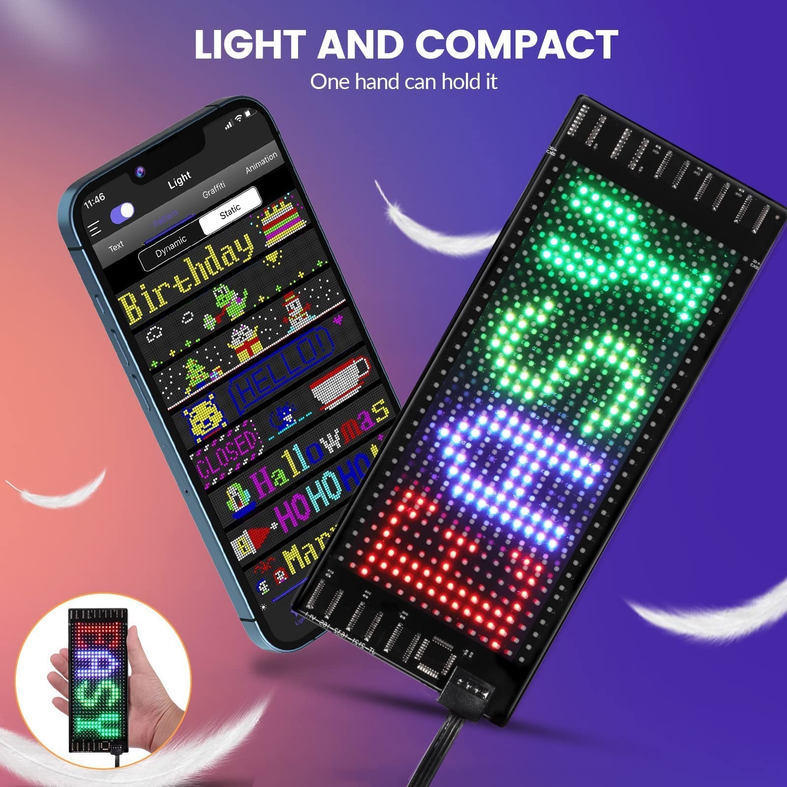 DIY Programmable LED Car Sign – 7”x3” Bluetooth Scrolling Display for Parties