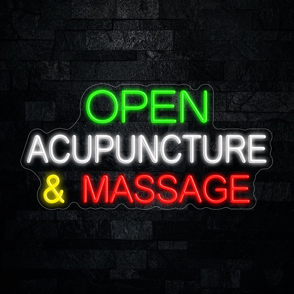 Acupuncture & Massage Open LED Neon Sign 28″L x 14″H #25036