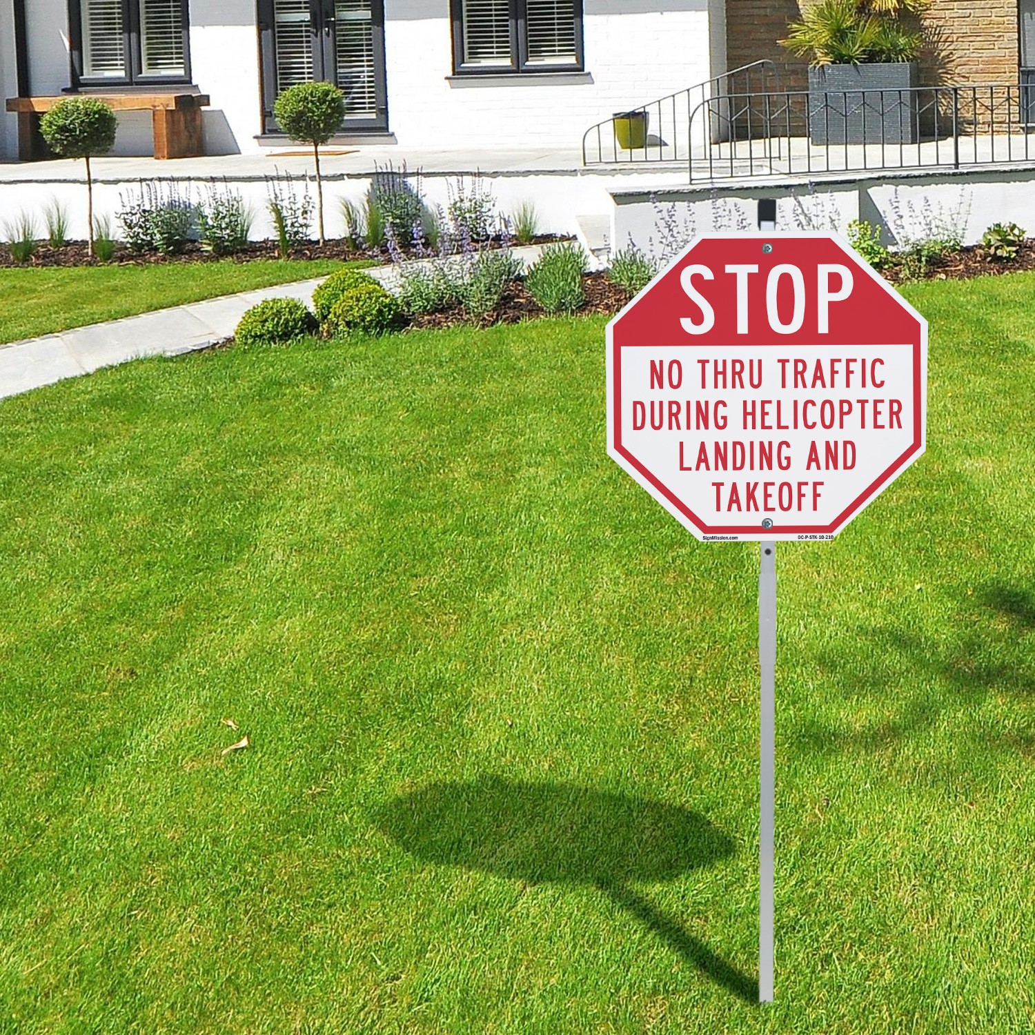 Stop No Thru Traffic During Helic Octagon Sign With Stake Weather Resistant