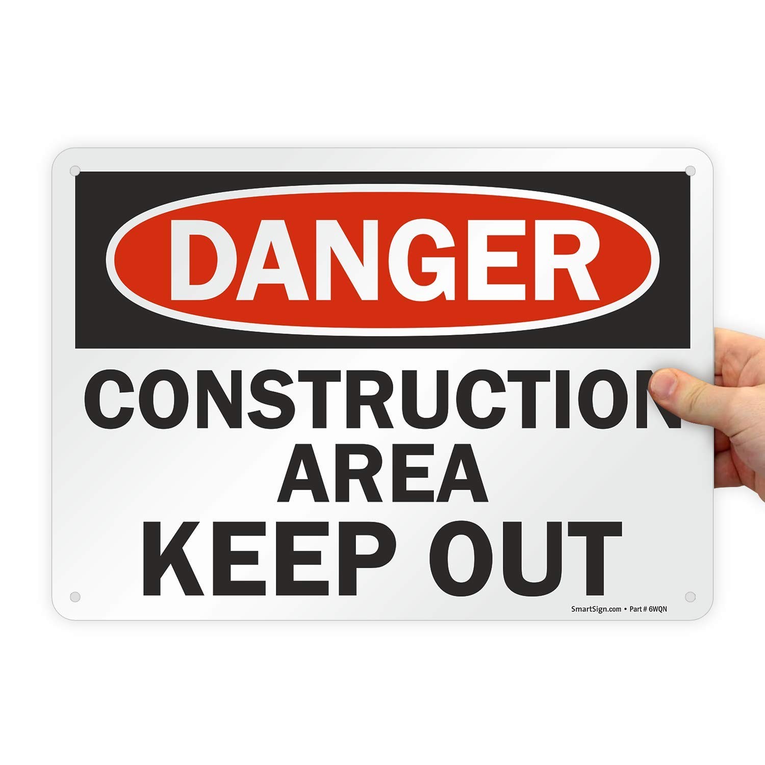 10×14 Inch Danger Construction Area Keep Out Plastic Warning Sign