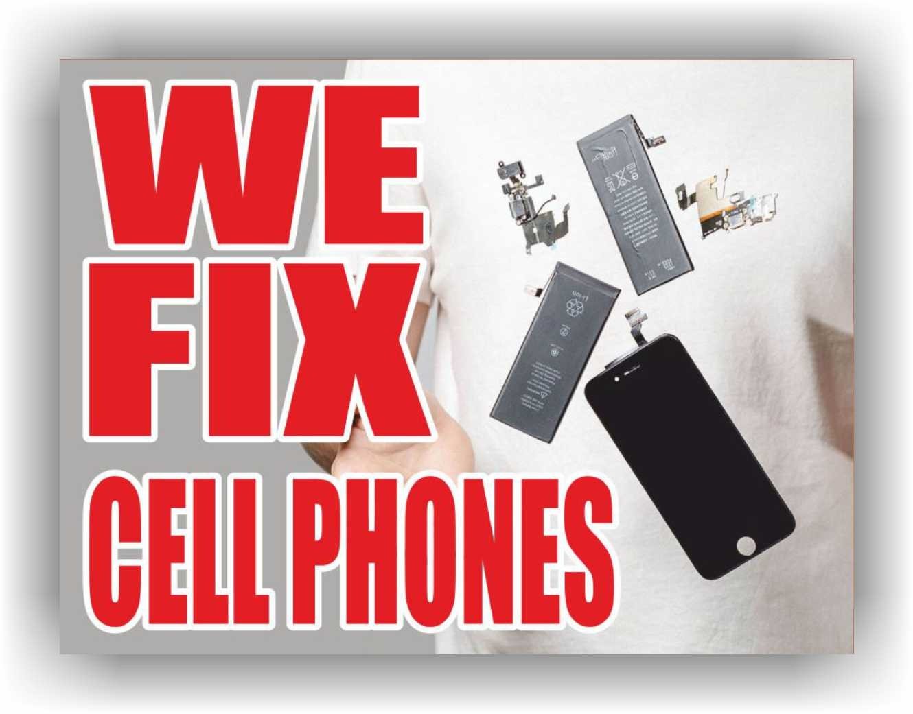 WE FIX CELL PHONES Yard Sign Corrugate Plastic H-Stakes BUY REPAIR TABLETS