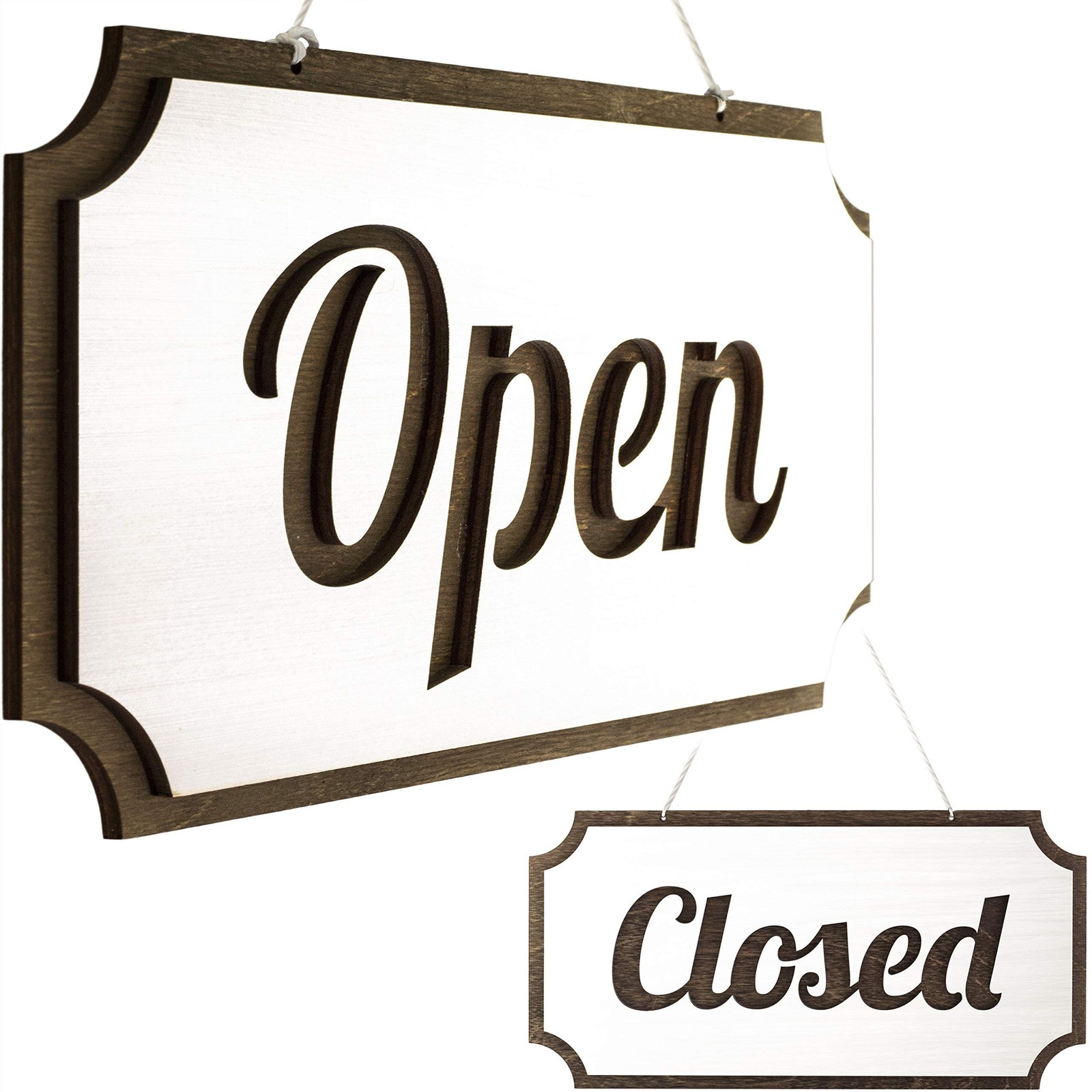 Double-Sided Wooden Open Sign for Business – 12 х 6 Inches Open Closed Sign f…
