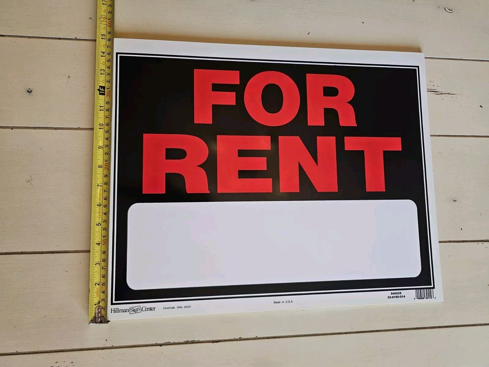 6~ FOR RENT Signs 15″x19″ Plastic Hillman Been Stored May Have Little Yellowing