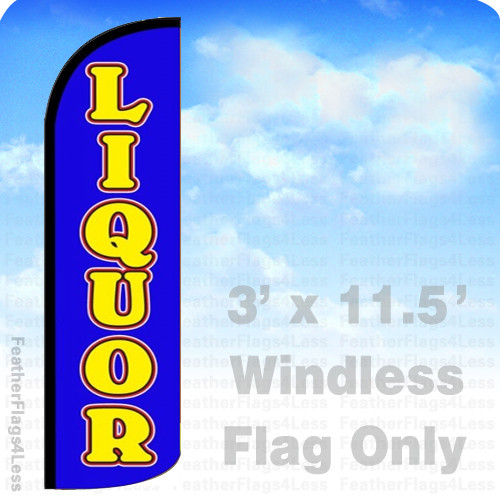LIQUOR – Windless Swooper Flag Feather Banner Sign 3’x11.5′ bq
