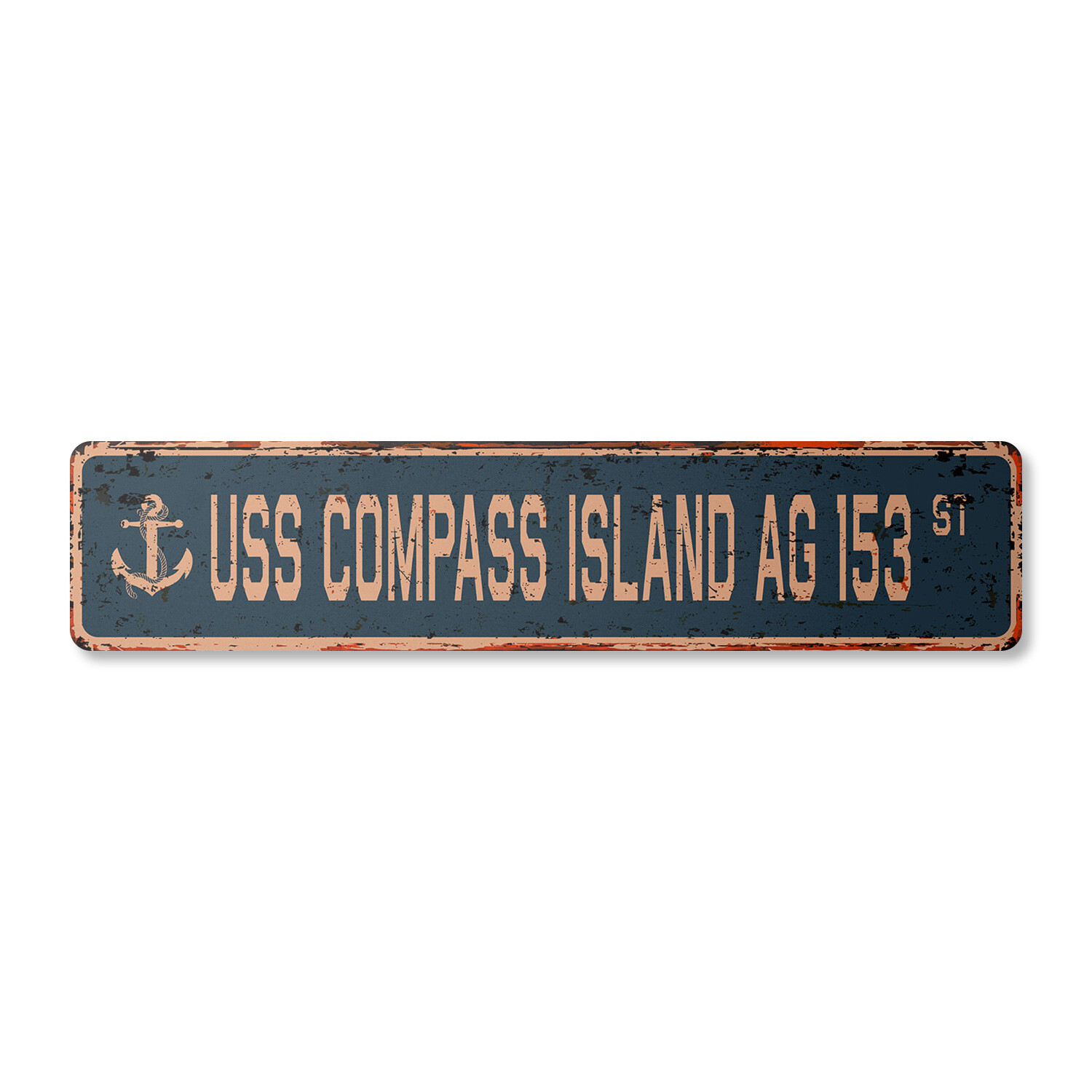 USS COMPASS ISLAND AG 153 Vintage Street Sign us navy ship veteran sailor rustic