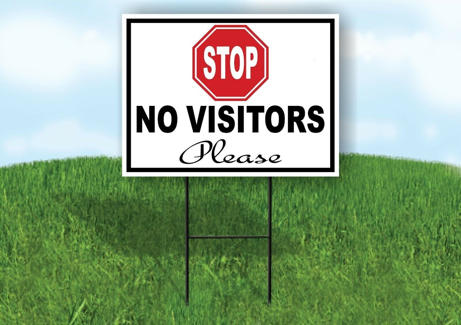 STOP NO VISITORS STOP SIGN Yard Sign Road with Stand LAWN SIGN
