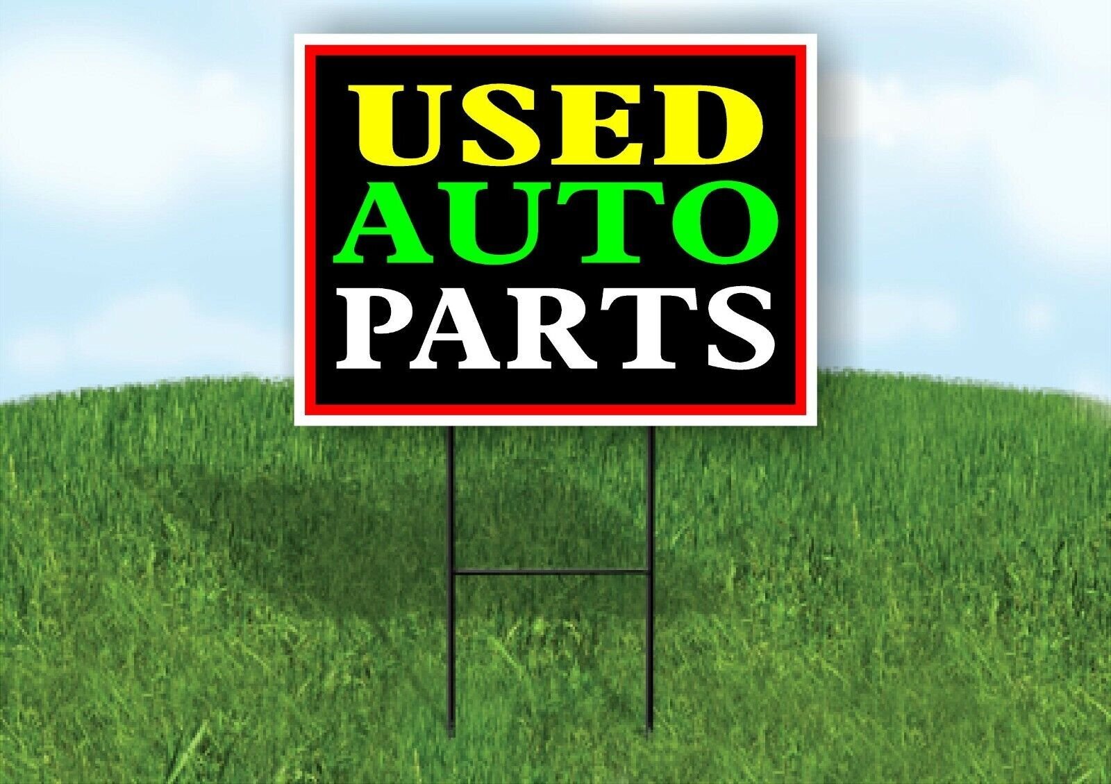 USED AUTO PARTS NEON Yard Sign with Stand LAWN SIGN