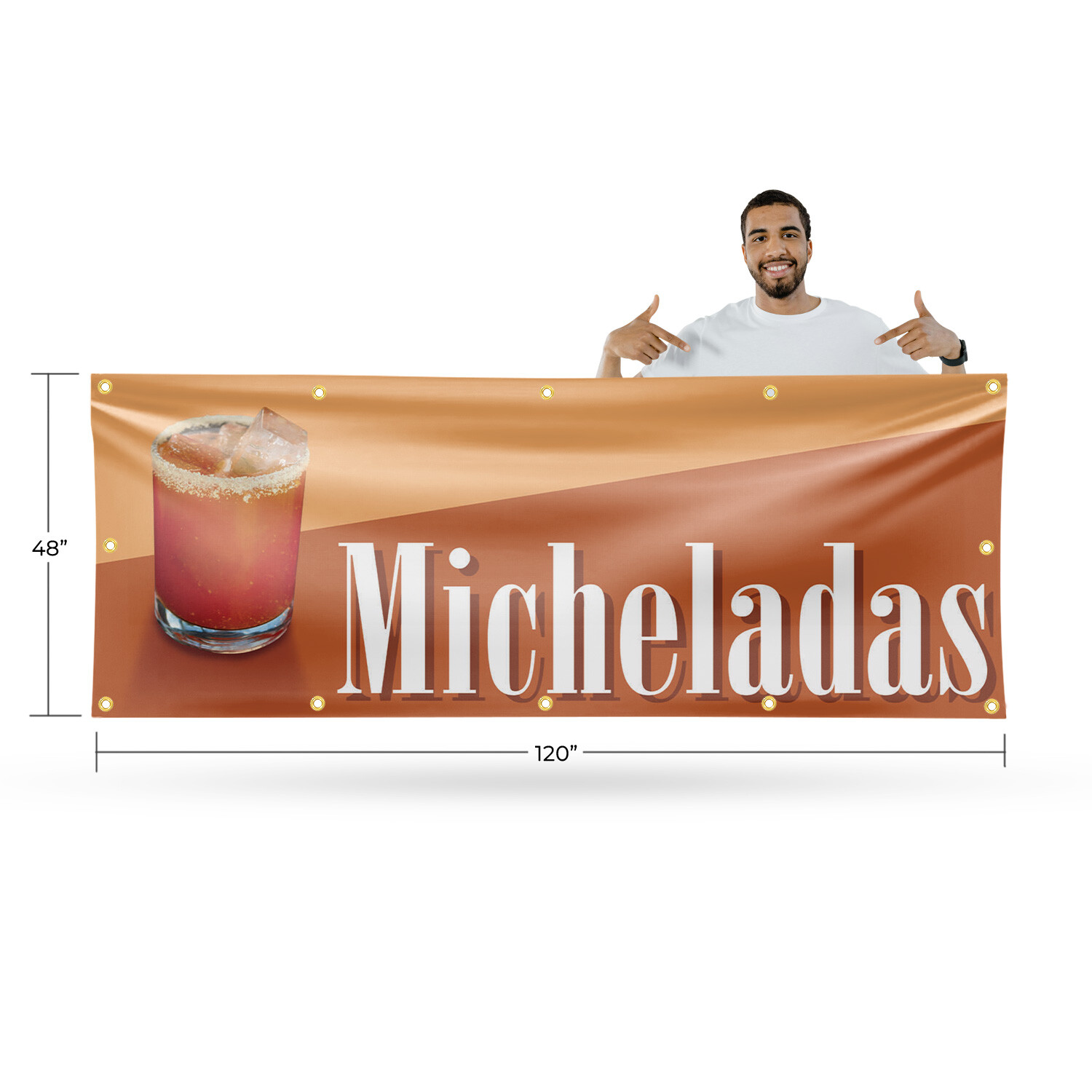 Micheladas 13 oz Vinyl Banner Sign with Metal Grommets Heavy-Duty Single-Sided