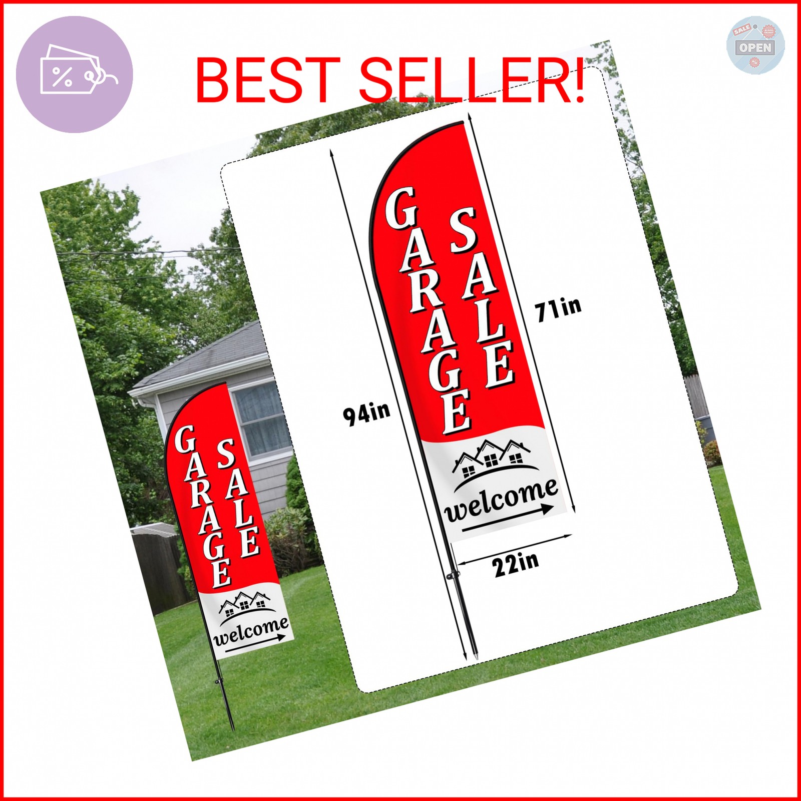 Garage Sale Sign,Feather Advertising Flag & Pole Kit,Yard Garage Sale Banner Fla