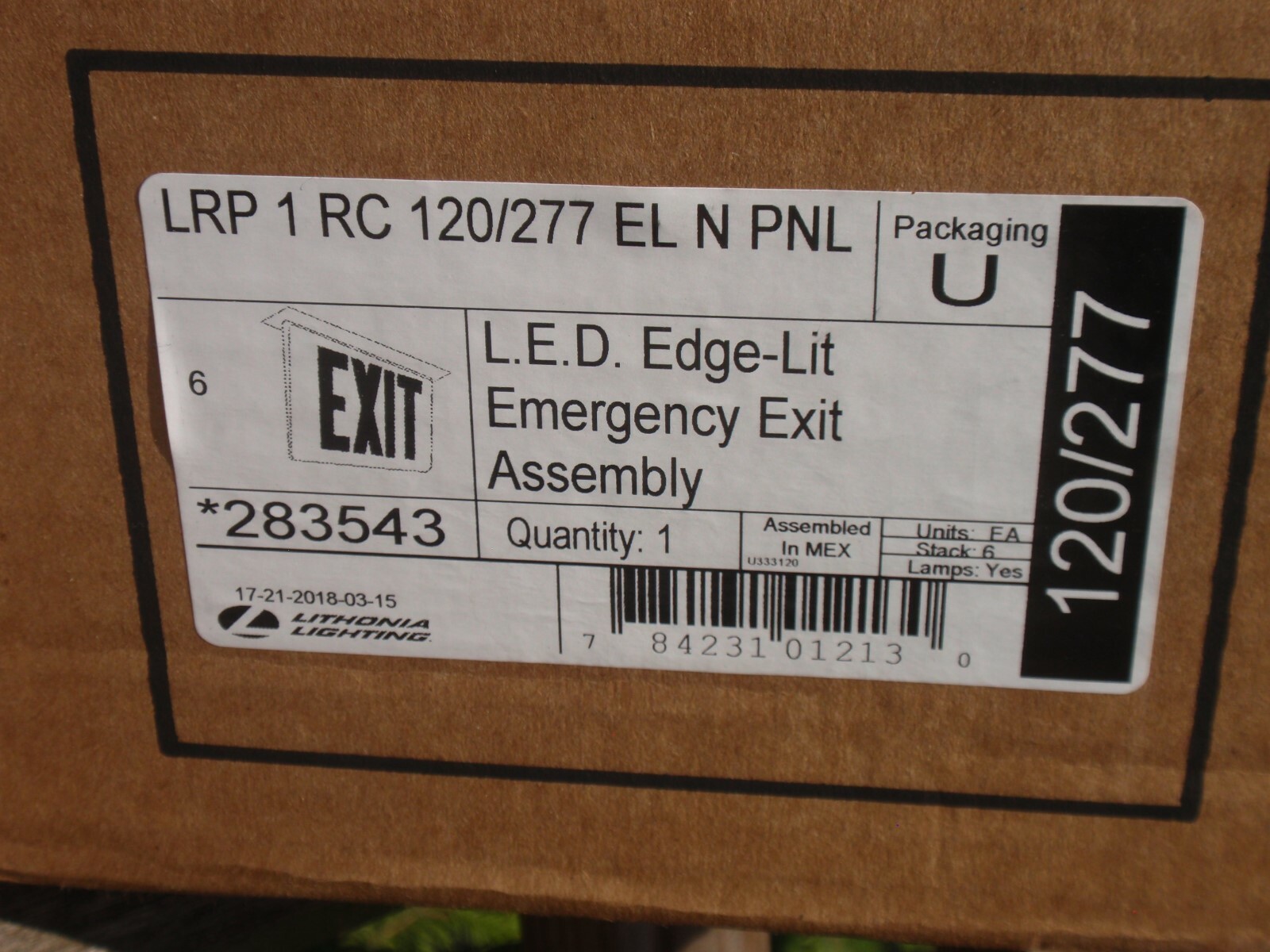2 EMERGENCY EXIT SIGNS ELECTRIC SAFETY LITHONIA LIGHTING L.E.D. EDGE LIT