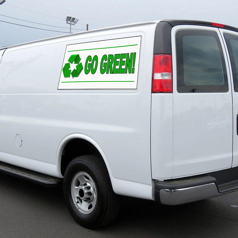 Car Magnet Set of 2 Go Green Recycle Car Advertising Industrial Sign