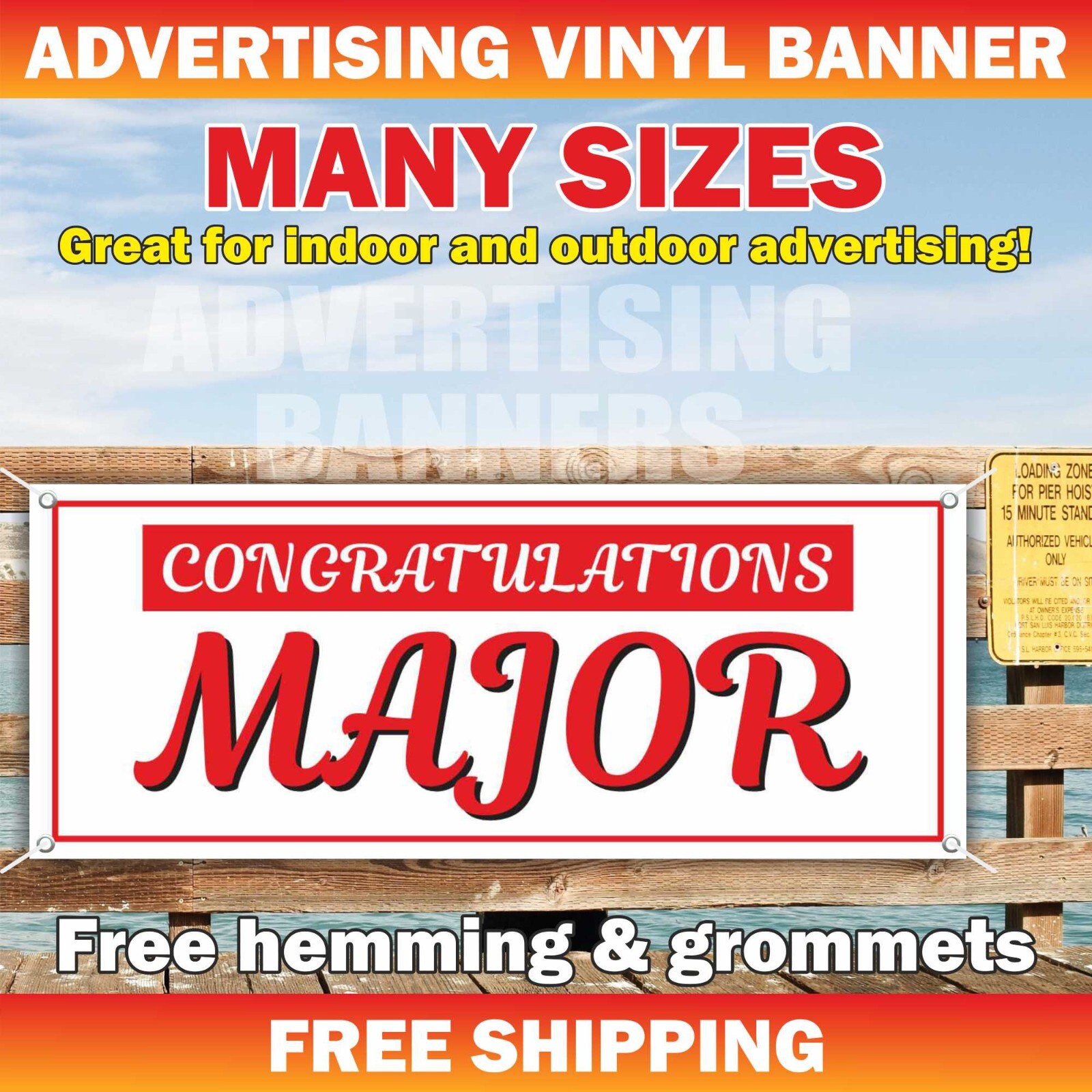 CONGRATULATIONS MAJOR Advertising Banner Vinyl Mesh Sign New Job Passing Exam