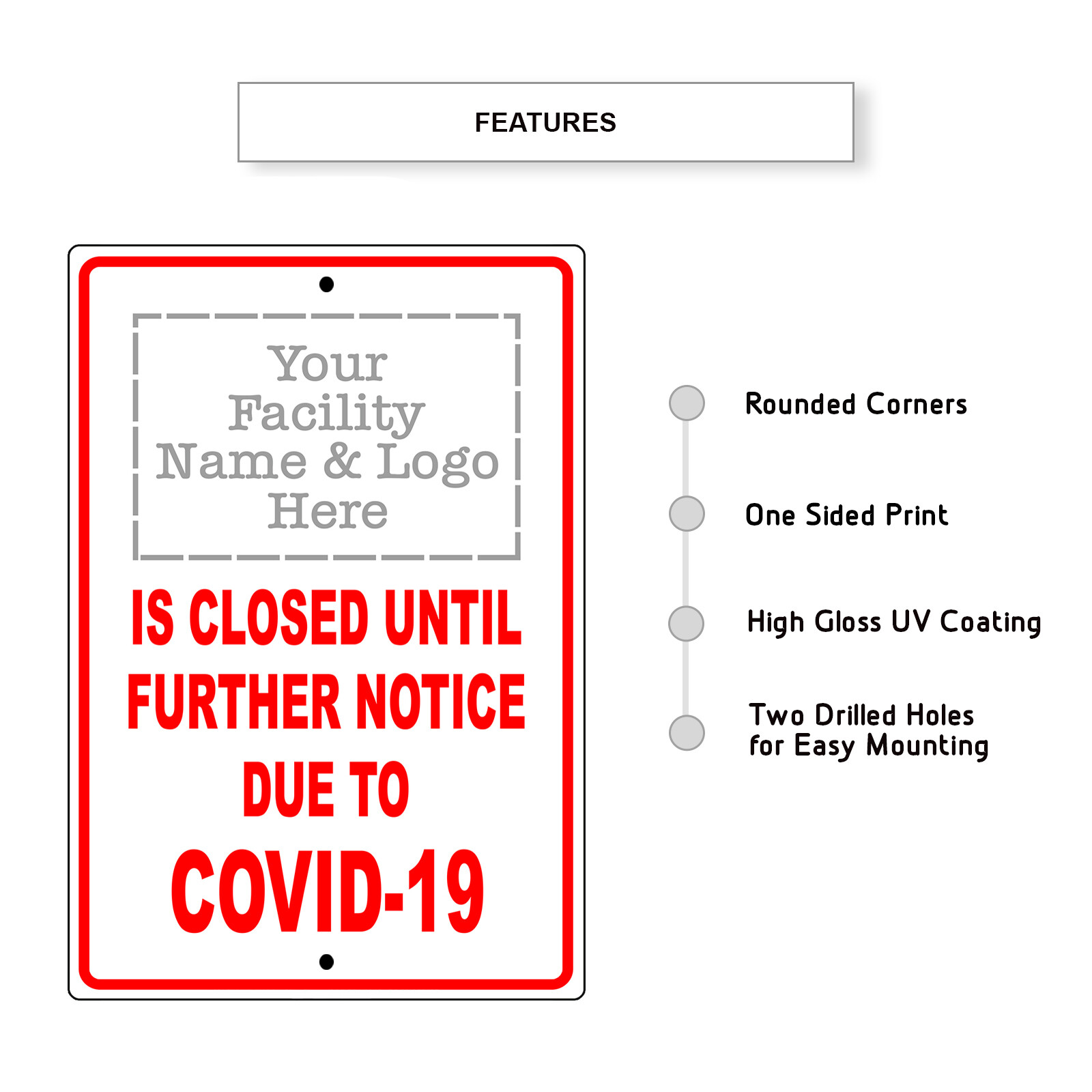Your Facility Custom Name And Logo Here Personalized Notice Aluminum Metal Sign