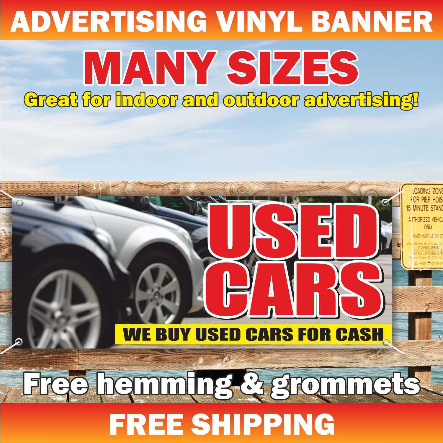 USED CARS WE BUY USED CARS CASH Advertising Banner Vinyl Mesh Sign Auto Truck