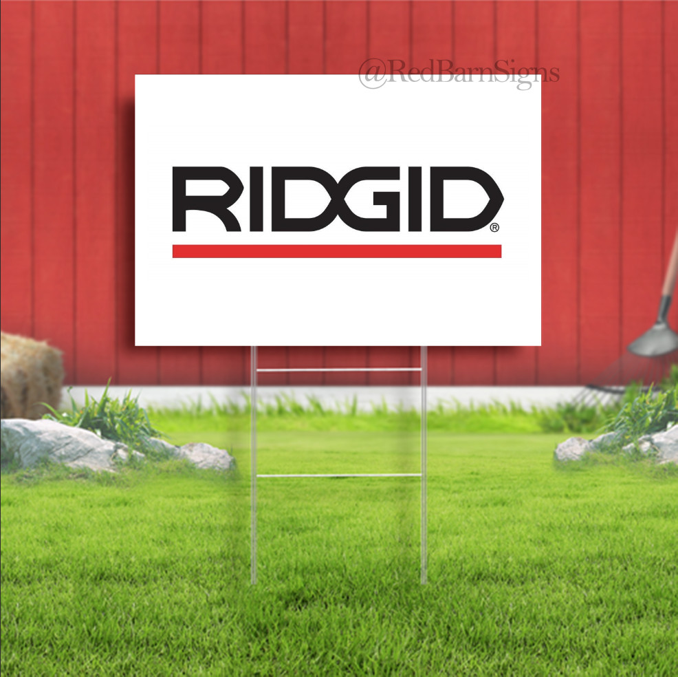 RIDGID Tools Indoor Outdoor Yard Sign with metal stakes