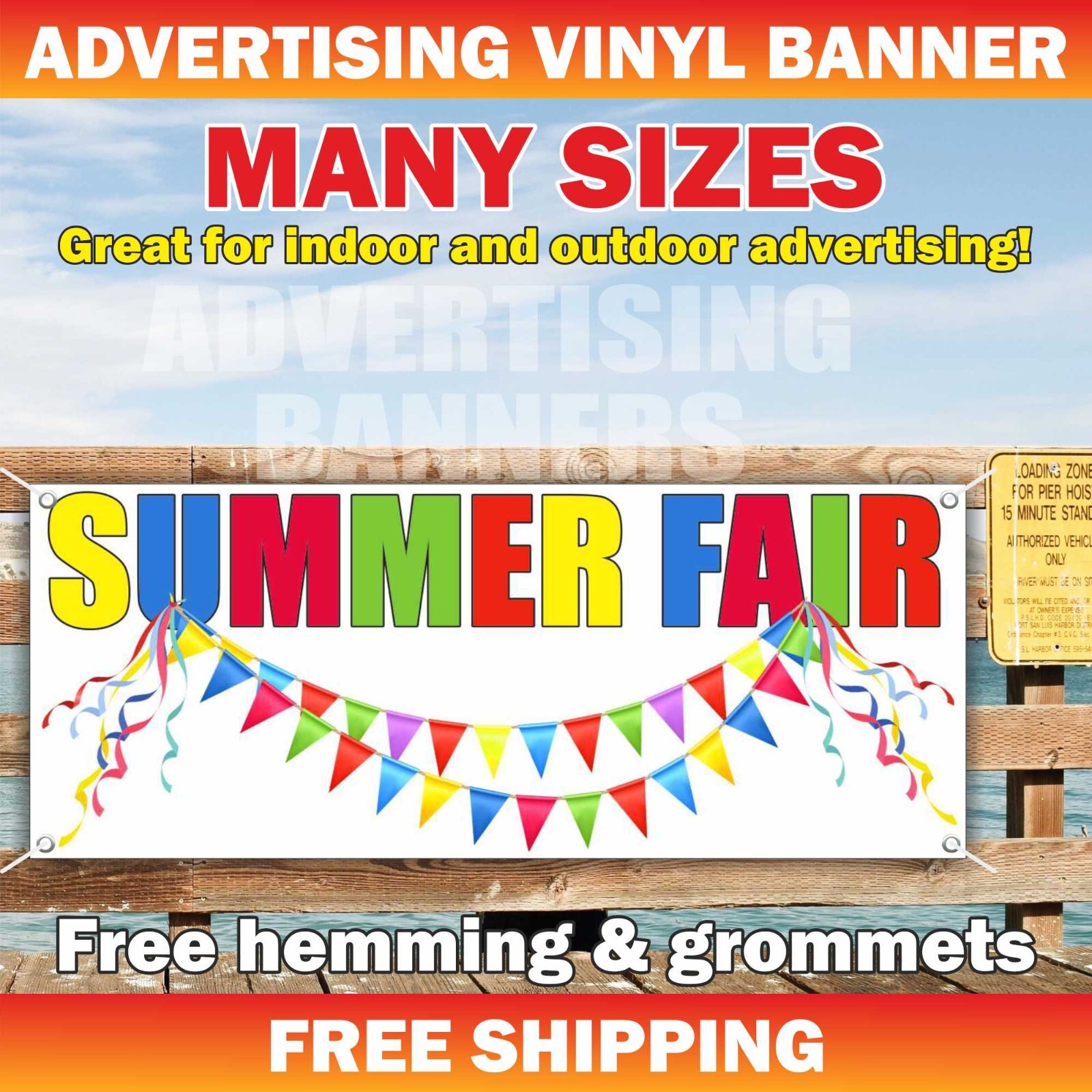 SUMMER FAIR Advertising Banner Vinyl Sign Sale Event Flea Market Garage Save