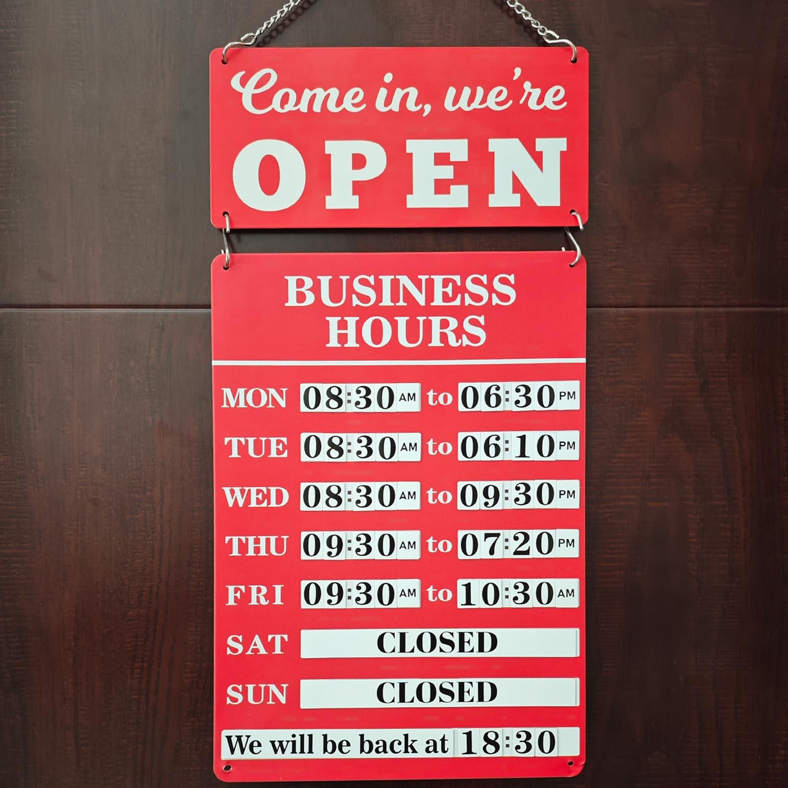 Magnetic Changeable Business Hours Sign with Double Sided Open Closed Signs, …