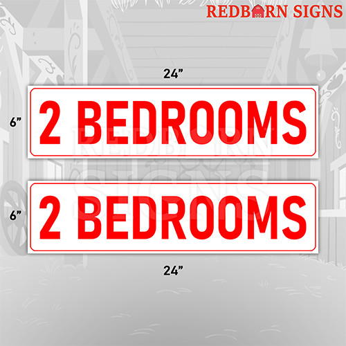 2 Bedrooms 6″x24″ REAL ESTATE RIDER SIGNS Double Sided 2PK – Visible and Durable