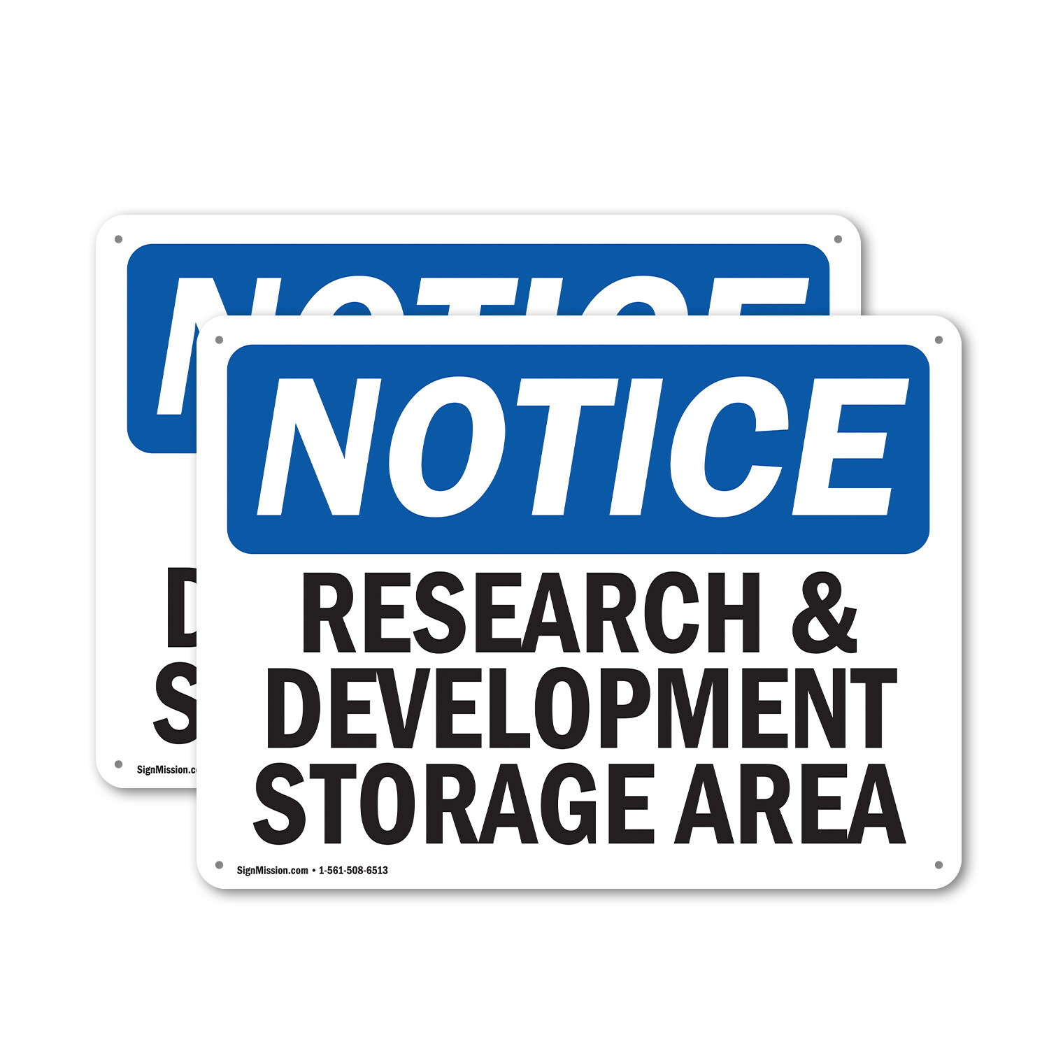 (2 Pack) Research And Development Storage Area OSHA Notice Sign Decal Metal