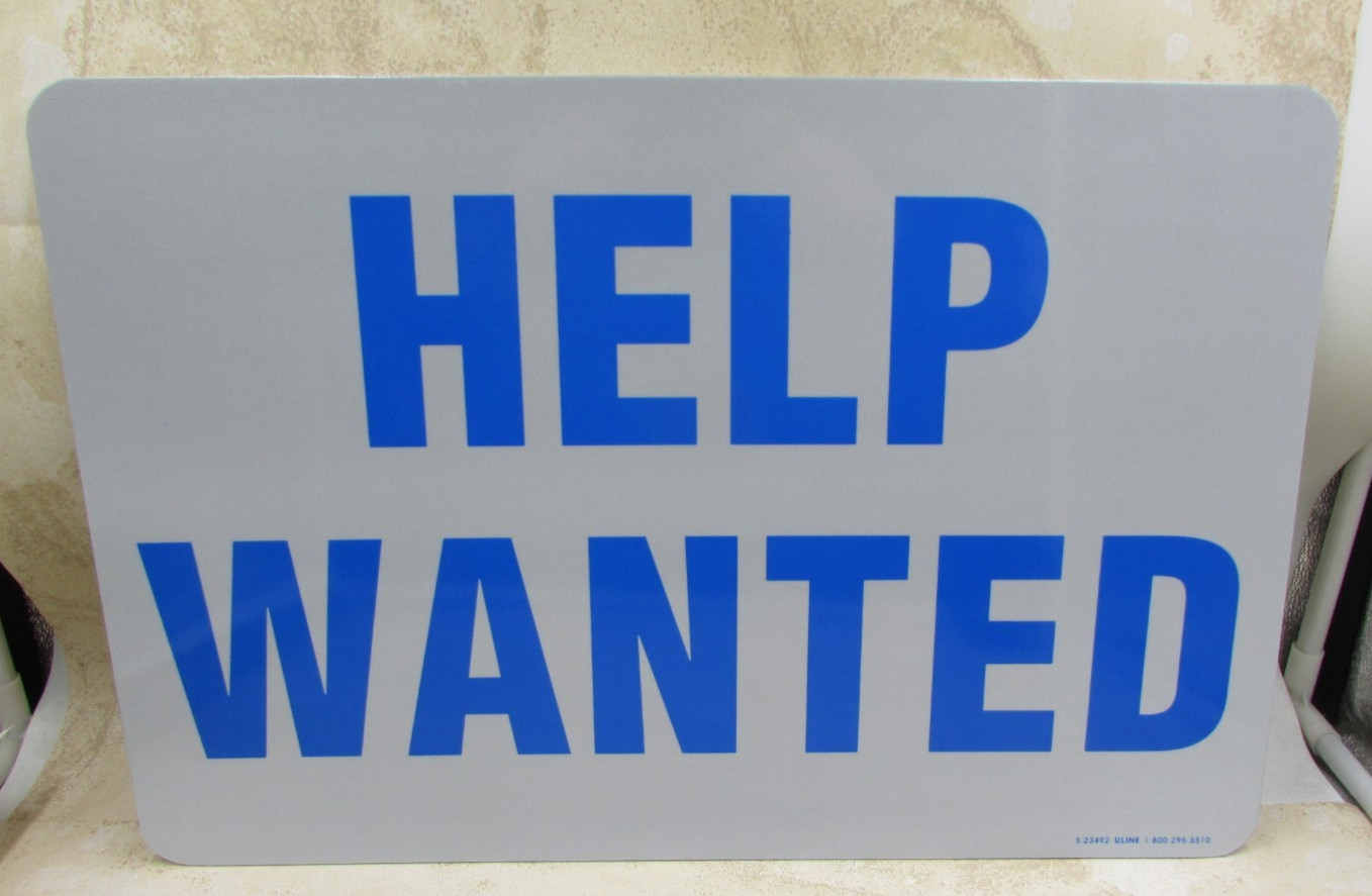 ULINE (HELP WANTED) Metal Aluminum Sign, 4 Pre-Drilled Holes In Corners 18″ X 12