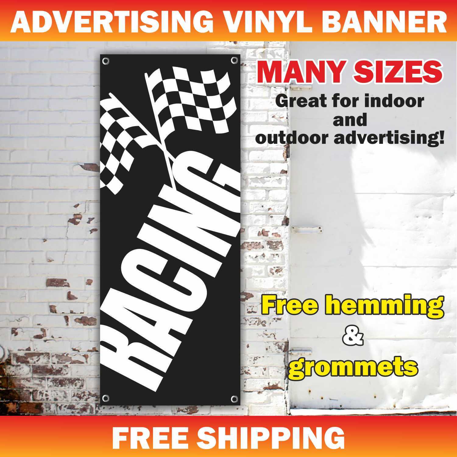 RACING Advertising Banner Vinyl Mesh Sign Flag Welcome Race Sport Cars Festival